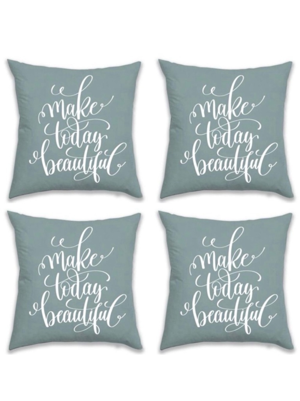 NWT 4 Make Today Beautiful 18×18Sage Green Grey Reversible Pillow Cushion Covers
